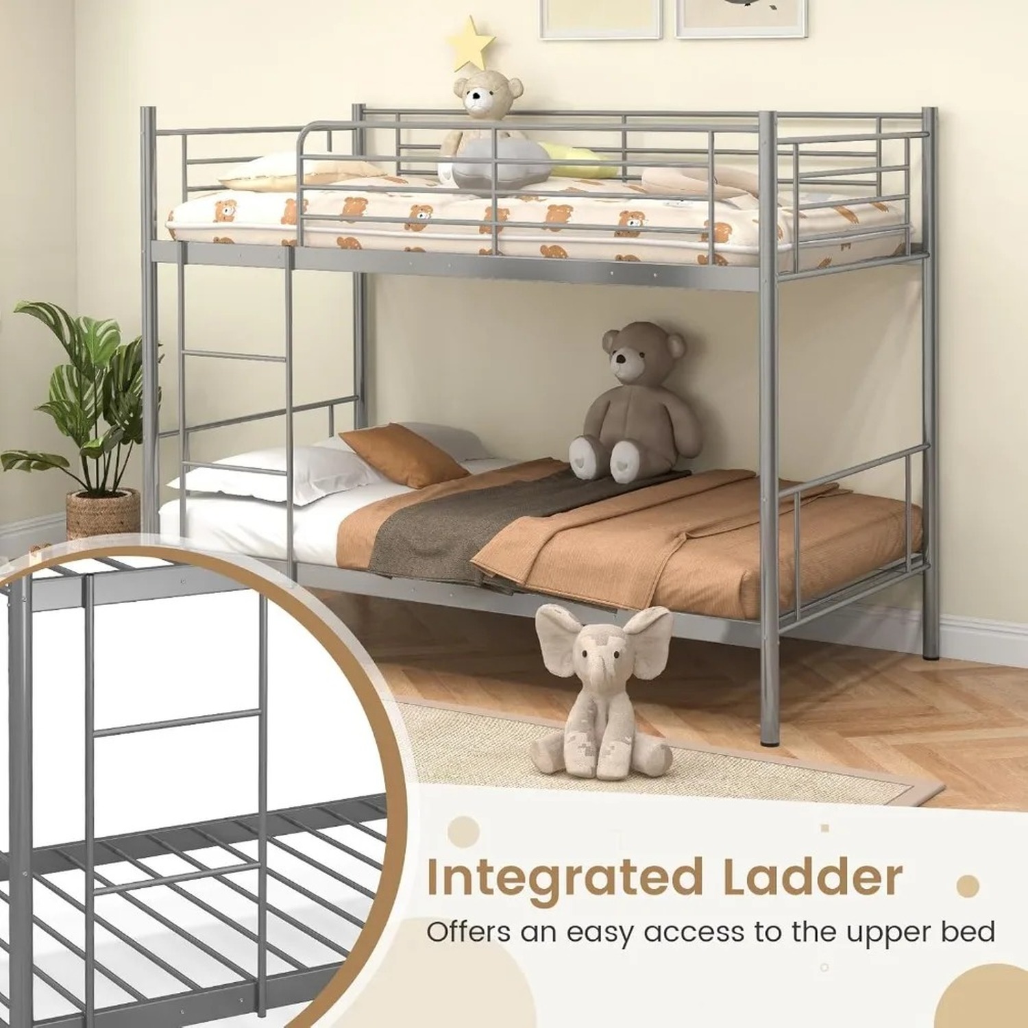 Single Kids Bunk Bed - Silver
