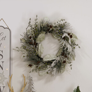 Frosted Magnolia Leaf Wreath