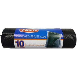 Hero 50L Bin Bag Liners Black 10 Pack