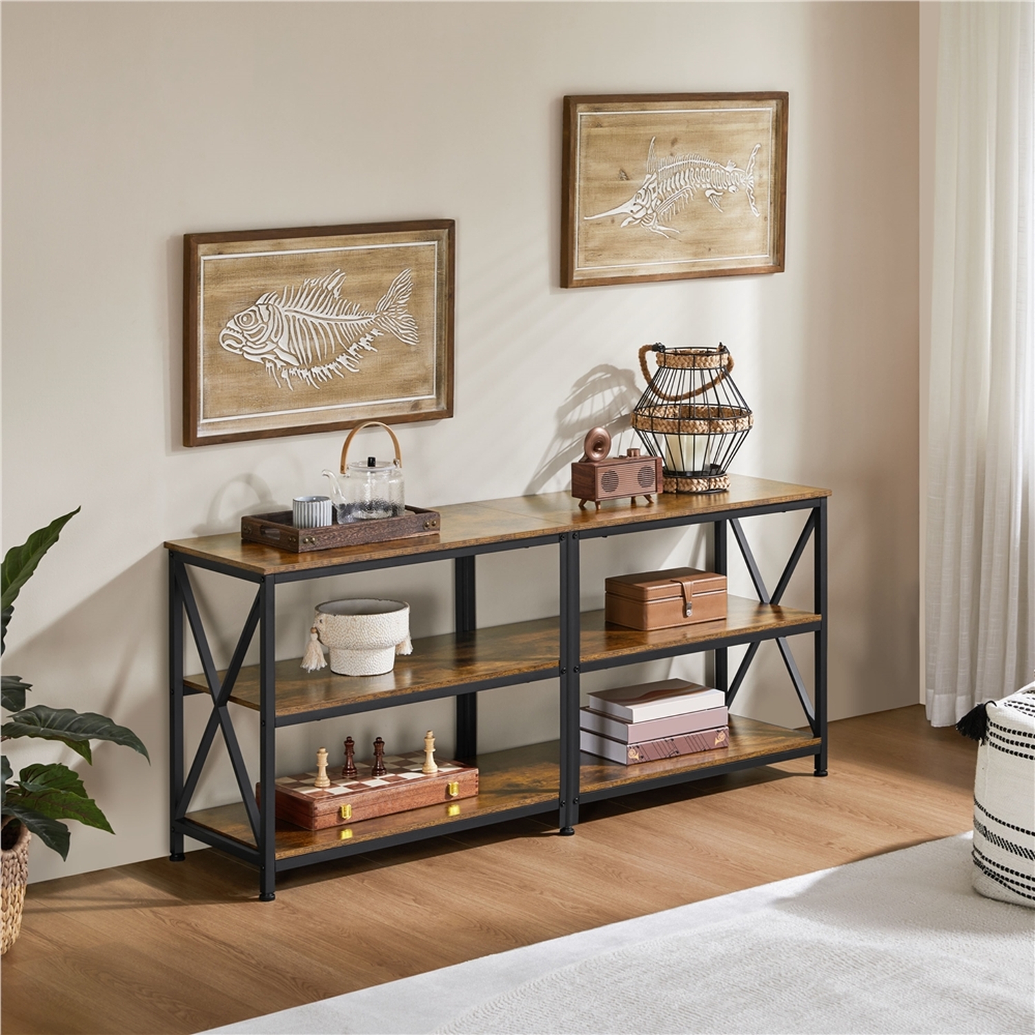 Industrial 3 Layered Tv Stand Console Table - Grey