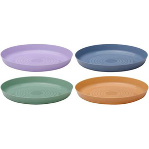 Stackable Lightweight Kids Plastic Plates Set Multi Coloured