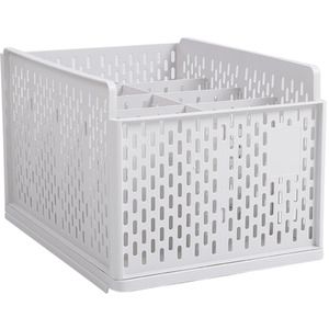 Stackable Plastic Storage Basket with Removable Dividers