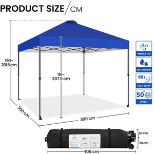 Blue 3 x 3m Outdoor Heavy Duty Canopy Tent shot 7686563