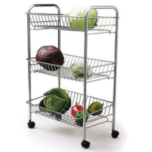 Buckingham 3 Tier Chrome Plated Iron Mobile Trolley