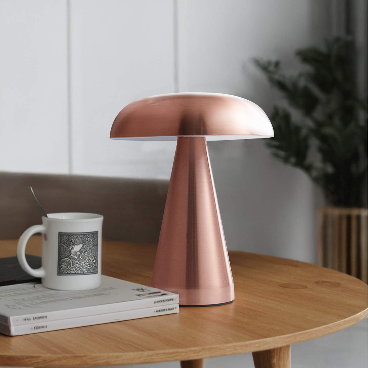 Small Mushroom-Shaped Tri-Color LED Table Lamp - Copper