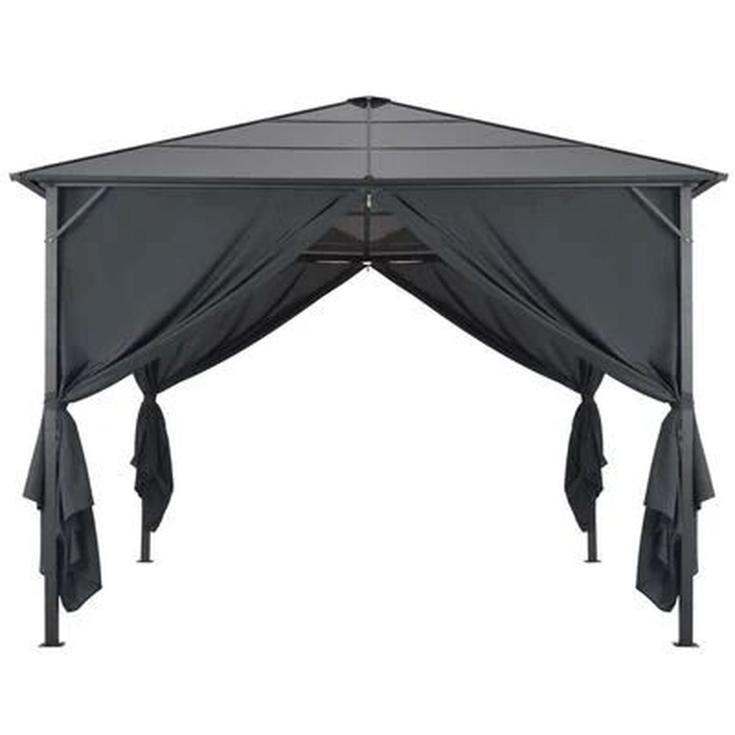 3 X 3m Aluminium Garden Pergola With Curtains - Black