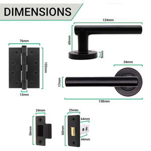 Matt Black / Black Olvera Door Handle Latch Pack Set shot 8087867