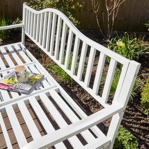 White Home Source Valletta Metal Outdoor Garden Loveseat Bench shot 8089037