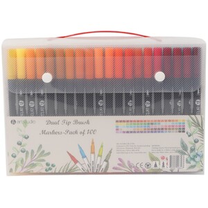 Pack of 100 Dual Tip Brush Markers