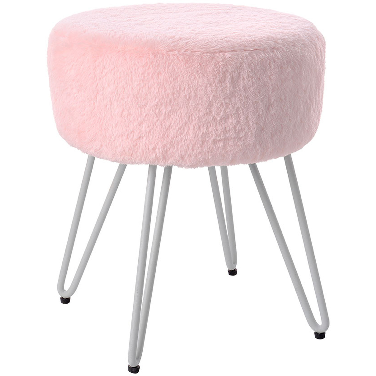 Plush Round Velvet Dressing Table Stools - Pink