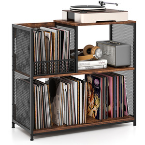 Record Player Stand with Vinyl Storage Shelves