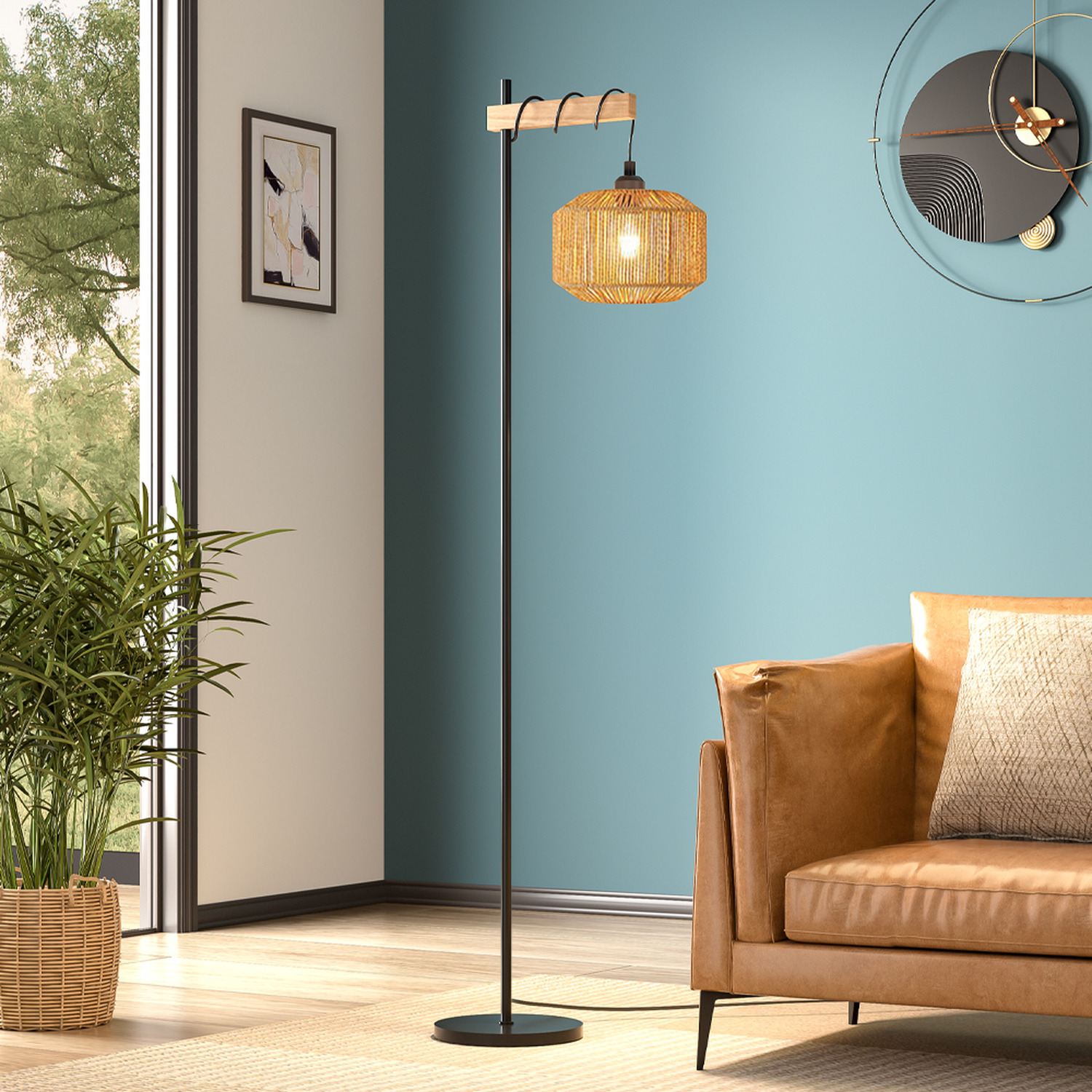 Image of Lifeideas Metal Floor Lamp with String-Wrapped&hellip;