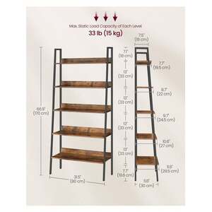 VASAGLE 5 Tier Narrow Ladder Shelf for Home Office