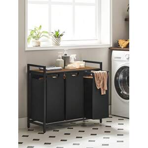 VASAGLE 3-Compartment Laundry Hamper with Shelf