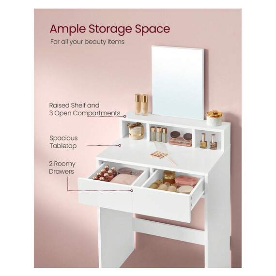 VASAGLE Dressing Table with Mirror with 2 Drawers