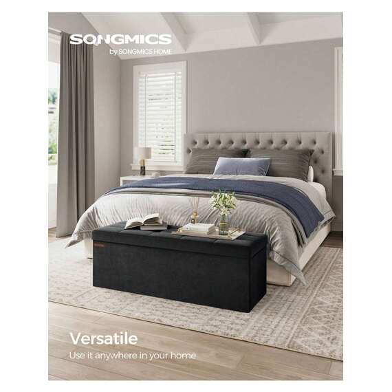 SONGMICS Velvet Storage Ottoman with Tufted Design