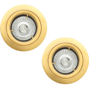 Satin Brass / 13.5cm 2 Pack of Fixed Recessed Fire Rated IP20 Downlights shot 10028969