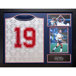Paul Gascoigne Signed and Framed England Shirt
