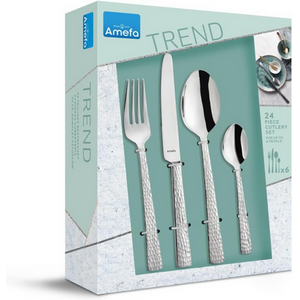 Amefa Felicity Silver Hammered Cutlery Set 24pc