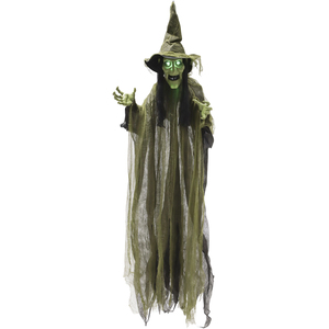Outsunny Hanging Halloween Animatronics Witch, Voice Activated