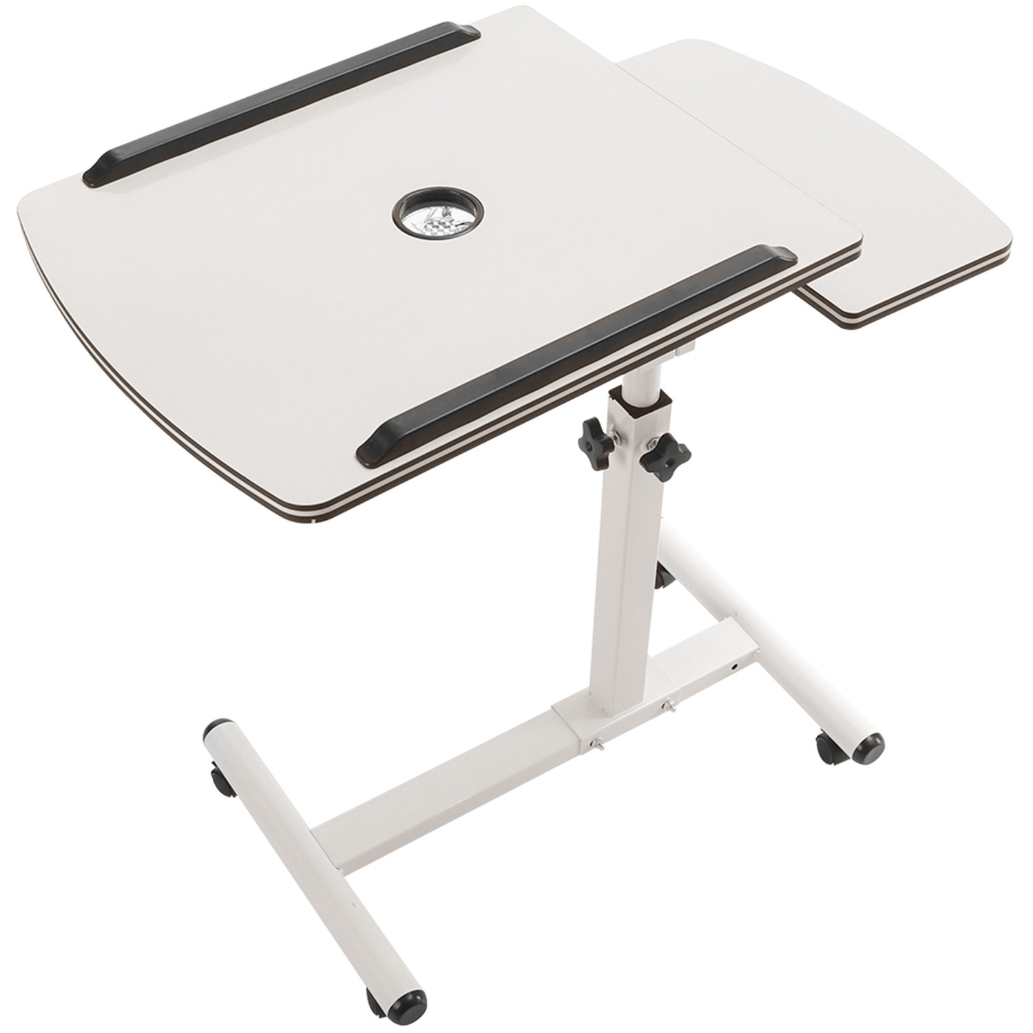 Livingandhome Height Adjustable Mobile Bed Table - White