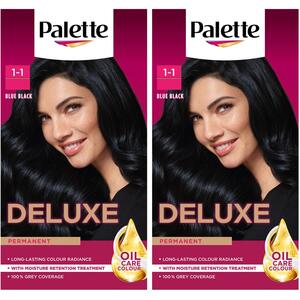 Palette Deluxe Hair Dye Blue Black Permanent Creme Colour 50ml, 2 Pack