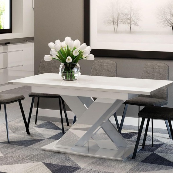 EXTENDABLE DINING TABLE, (WHITE GLOSS)