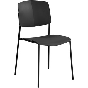 Black Pair of Academy Kitchen Chairs, Plastic Seat And Back With Metal Legs shot 10474371