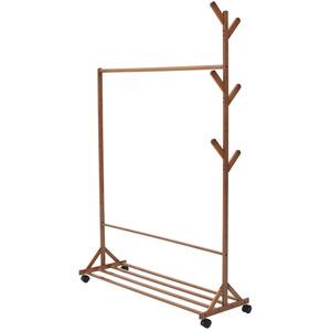 Bamboo Garment Hat Rack with Wheels