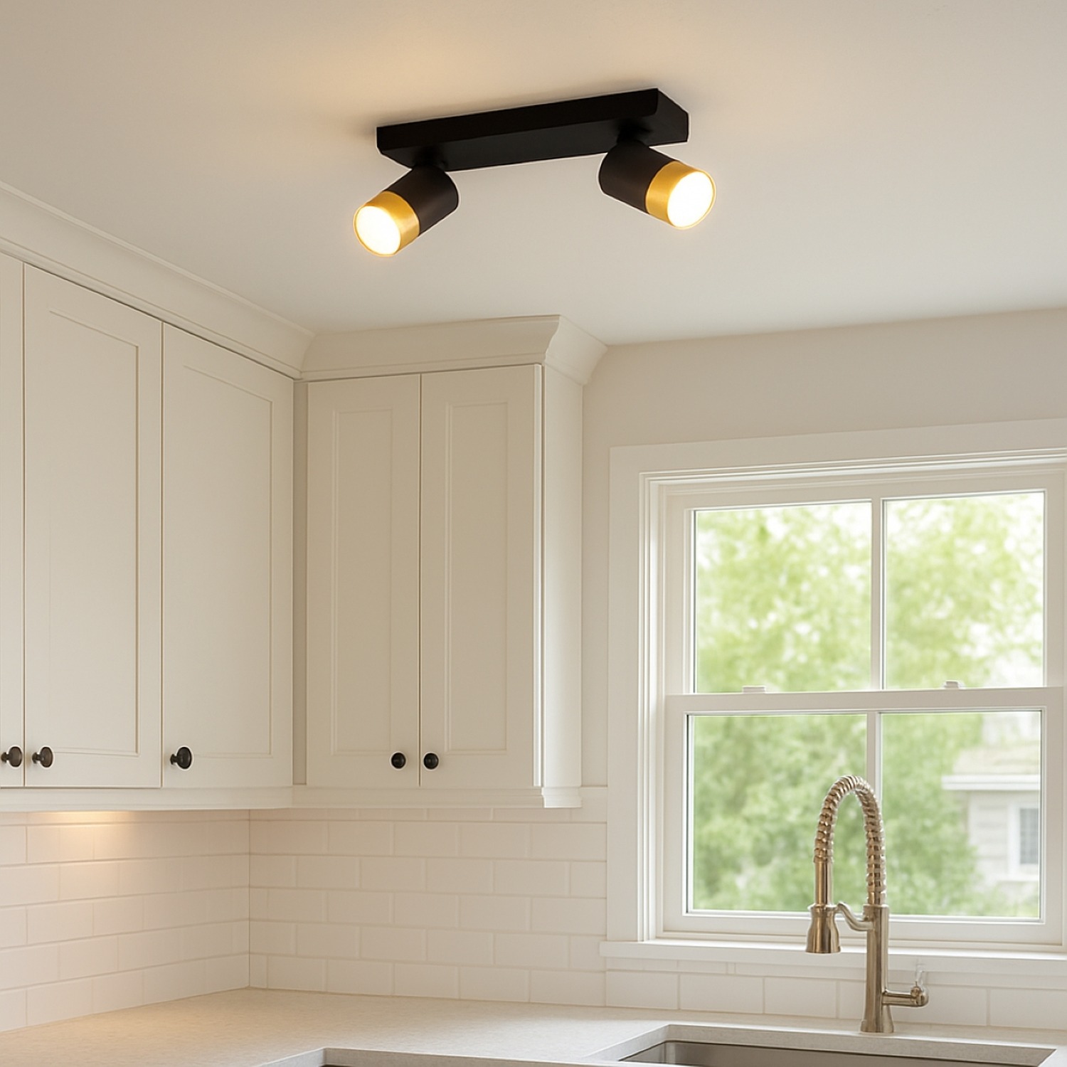 Cgc Puzon Adjustable Two Headed Ceiling Spotlight - Black