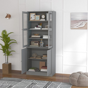 Grey HOMCOM Modern Bookcase with Adjustable Shelves shot 10823961