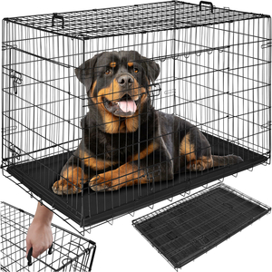 Dog Crate Luna, Foldable Robust Steel Mesh, Double Lock Doors