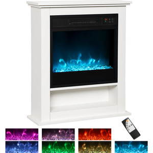 HOMCOM 1800W White Electric Fire with Remote Timer