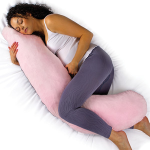 Aamira L-Shaped Pregnancy Pillow Memory Foam Pink and Grey