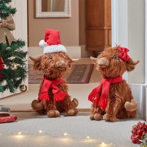 Christmas Highland Cow Plush Decoration