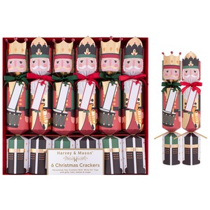 6 Traditional Nutcracker Christmas Crackers 12 Inch Red White Green