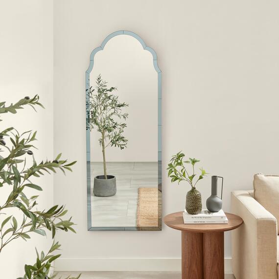 Opaline Blue Ornate Full Length Arch Wall Mirror