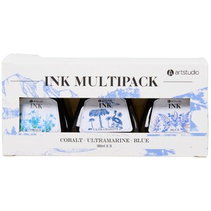 Pack of 3 Cobalt Ultramarine and Blue Ink Pots