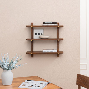 Oliver Solid Wood and Iron 3 Tier Wall Mounted Shelves