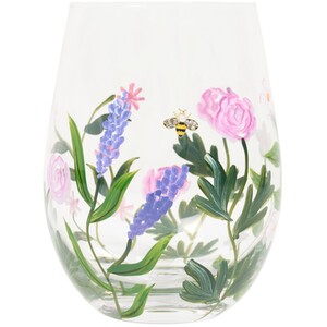 Hand Painted Flowers and Bees Tumbler