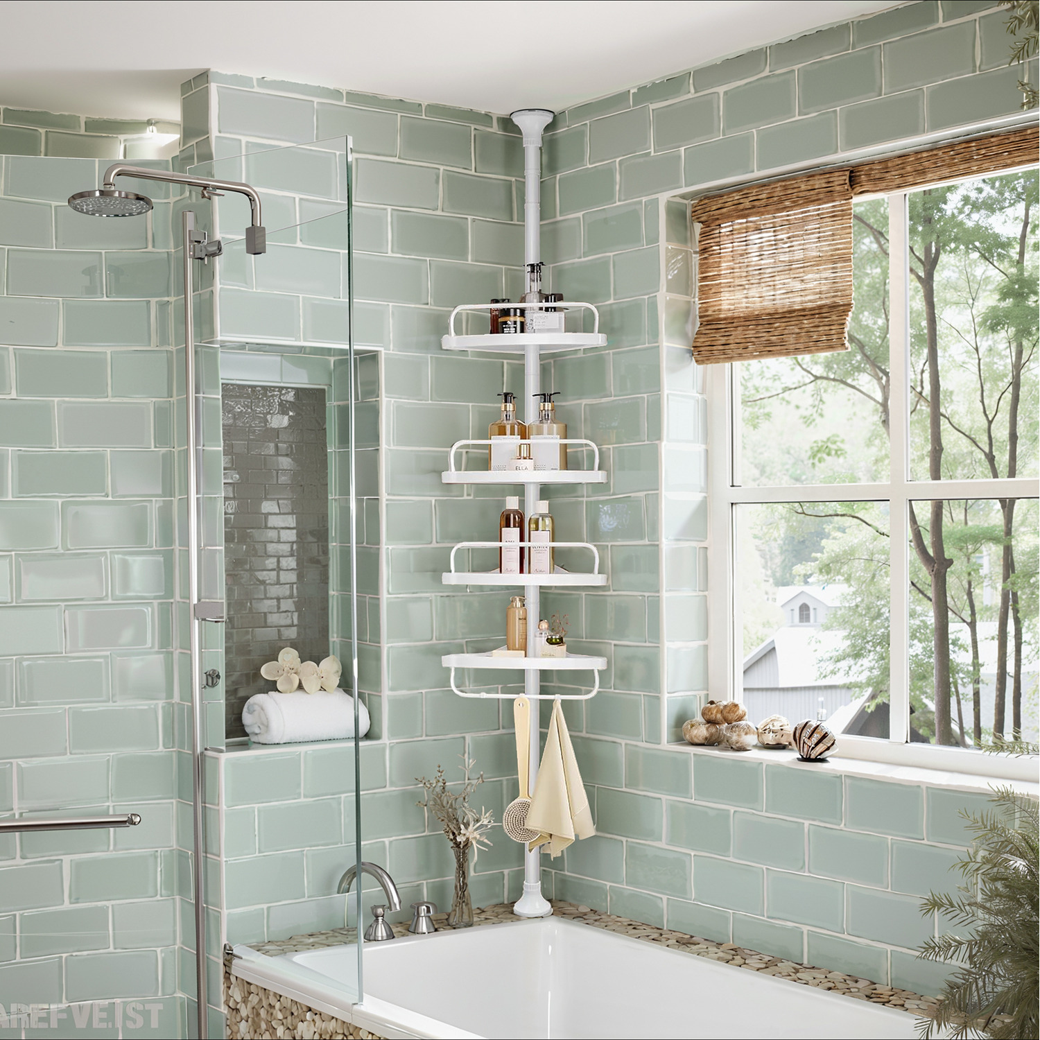 Songmics Adjustable 4-tier Shower Corner Shelf - White