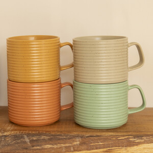 Idilica Stacking Stoneware Mugs, Set of 4, 400ml