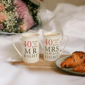 2pc 40th Anniversary New Bone China Mug Set - 300ml