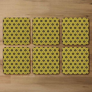 Yellow  Black Geometric Pattern Coaster
