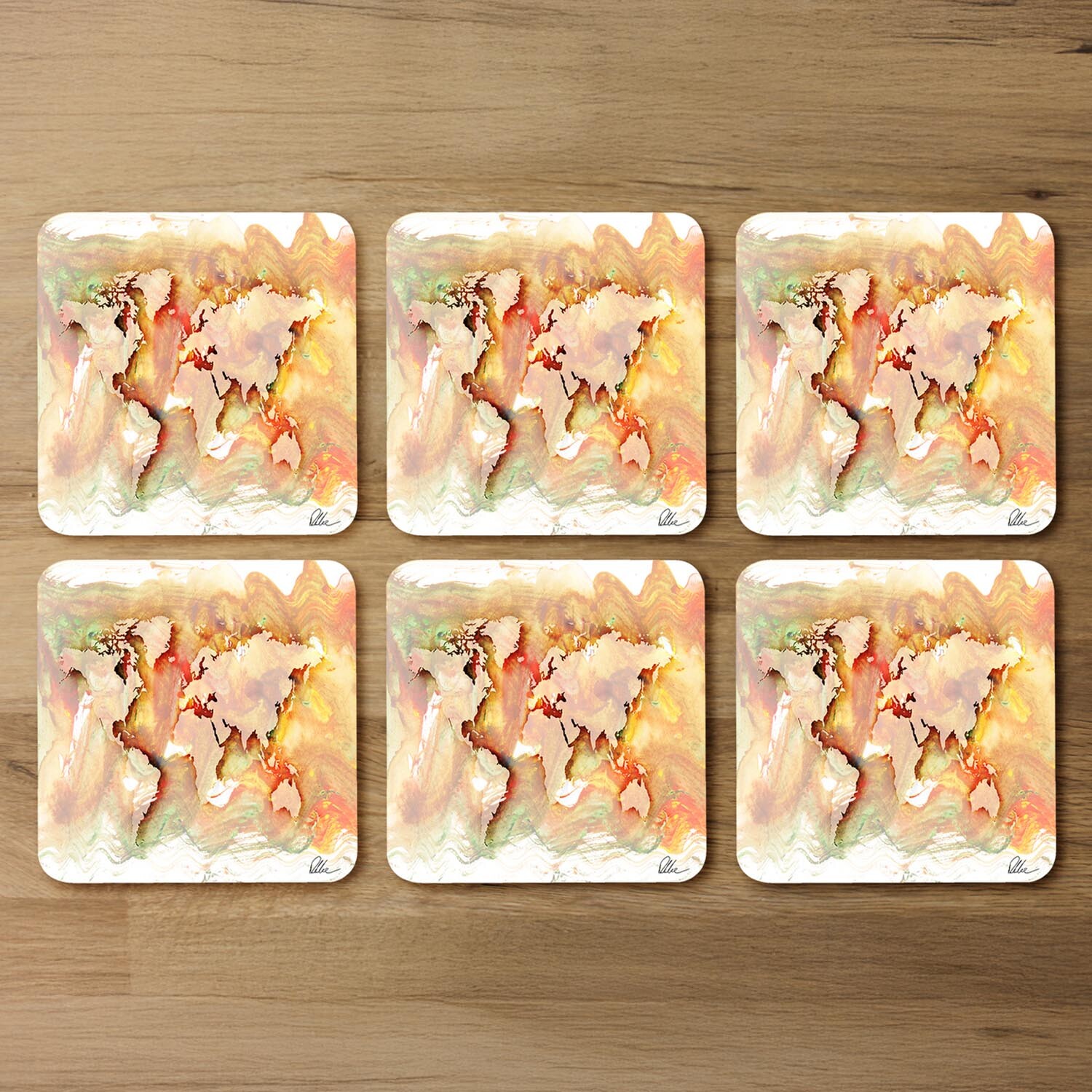 Square World Coaster - Orange