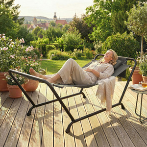 Outsunny Outdoor Hammock with Stand Side Pocket Headrest