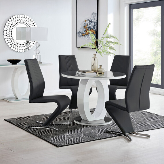 Giovani Round Dining Table With Four Willow Chairs Set