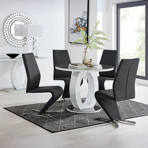 Giovani Round Dining Table With Four Willow Chairs Set