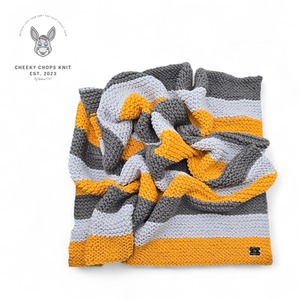 Large Honey Light Grey Dark Grey Striped Baby Blanket
