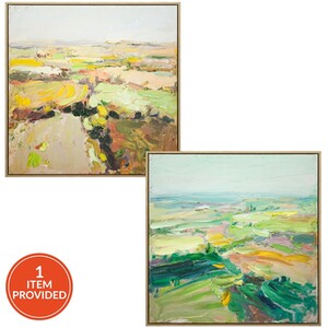 Hand-Painted Abstract Landscape Framed Wall Art